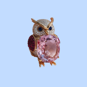 Sovereign Owl Lab Diamond Brooch