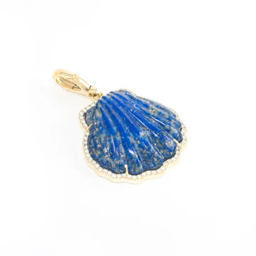 Carved Stone Shell In Diamond Frame Charm