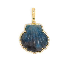 Carved Stone Shell In Diamond Frame Charm