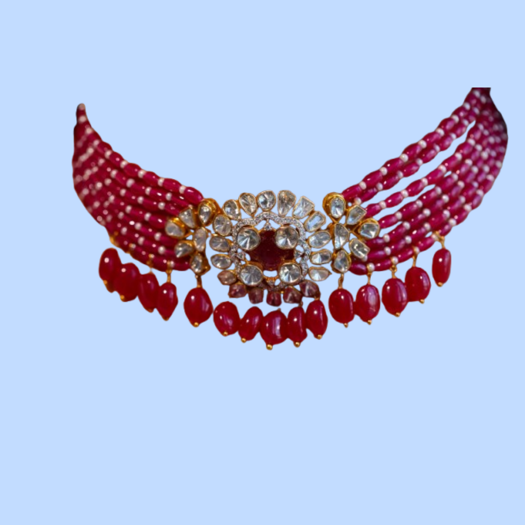 Designer Polki Diamond Pearl Necklace