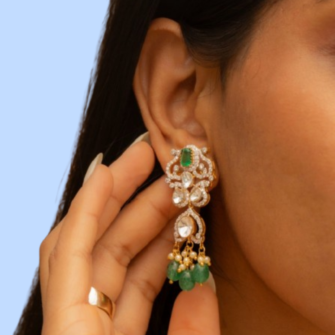 Regal Polki Diamond Drop Earrings