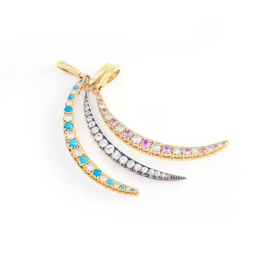 Multi Stone Crescent Charm