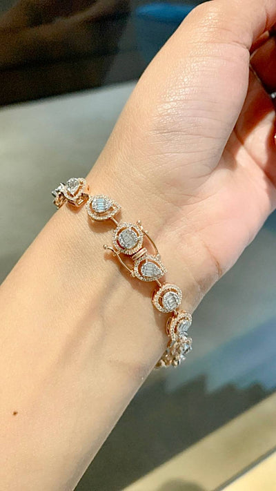 Dramatic Pear-Round Lab Diamond Bracelet