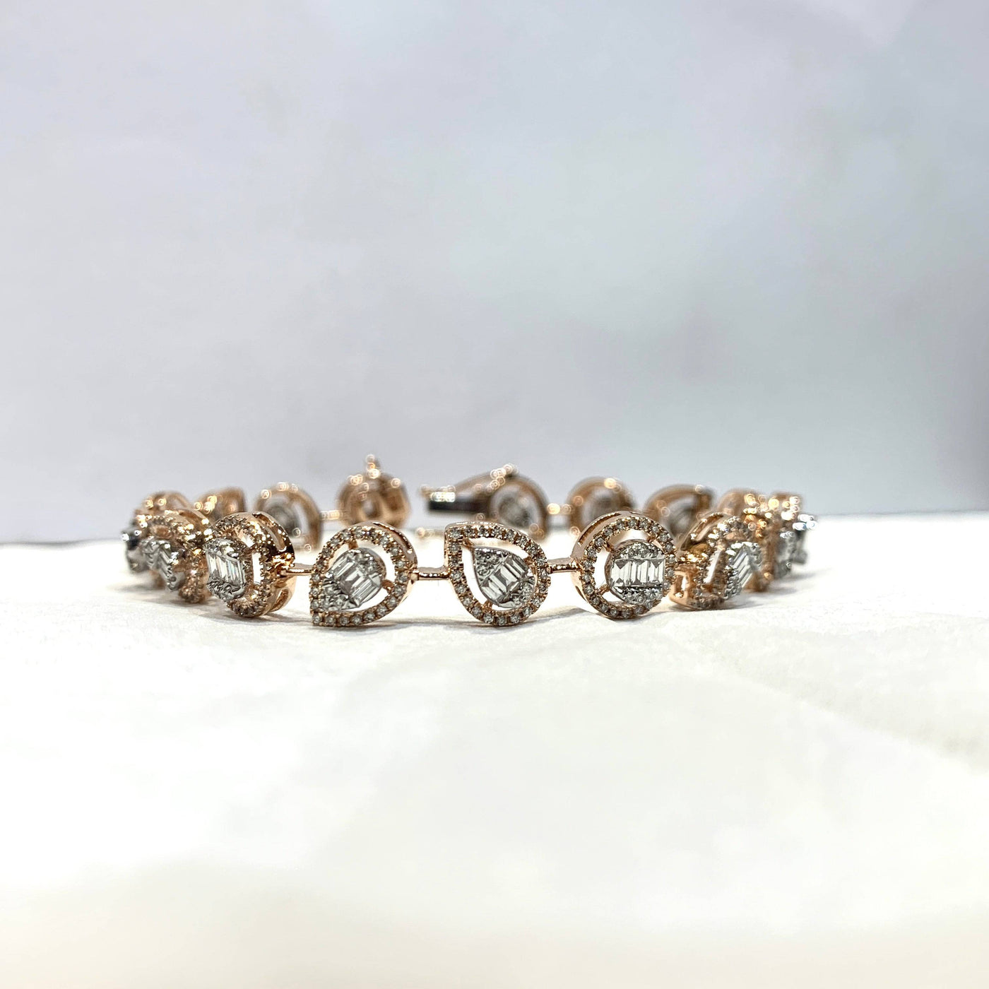 Dramatic Pear-Round Lab Diamond Bracelet