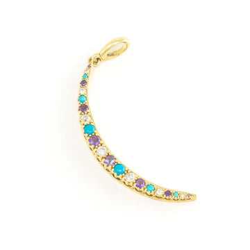 Multi Stone Crescent Charm