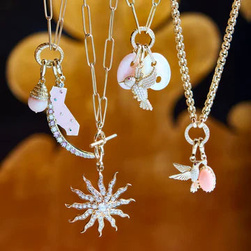 Multi Stone Crescent Charm