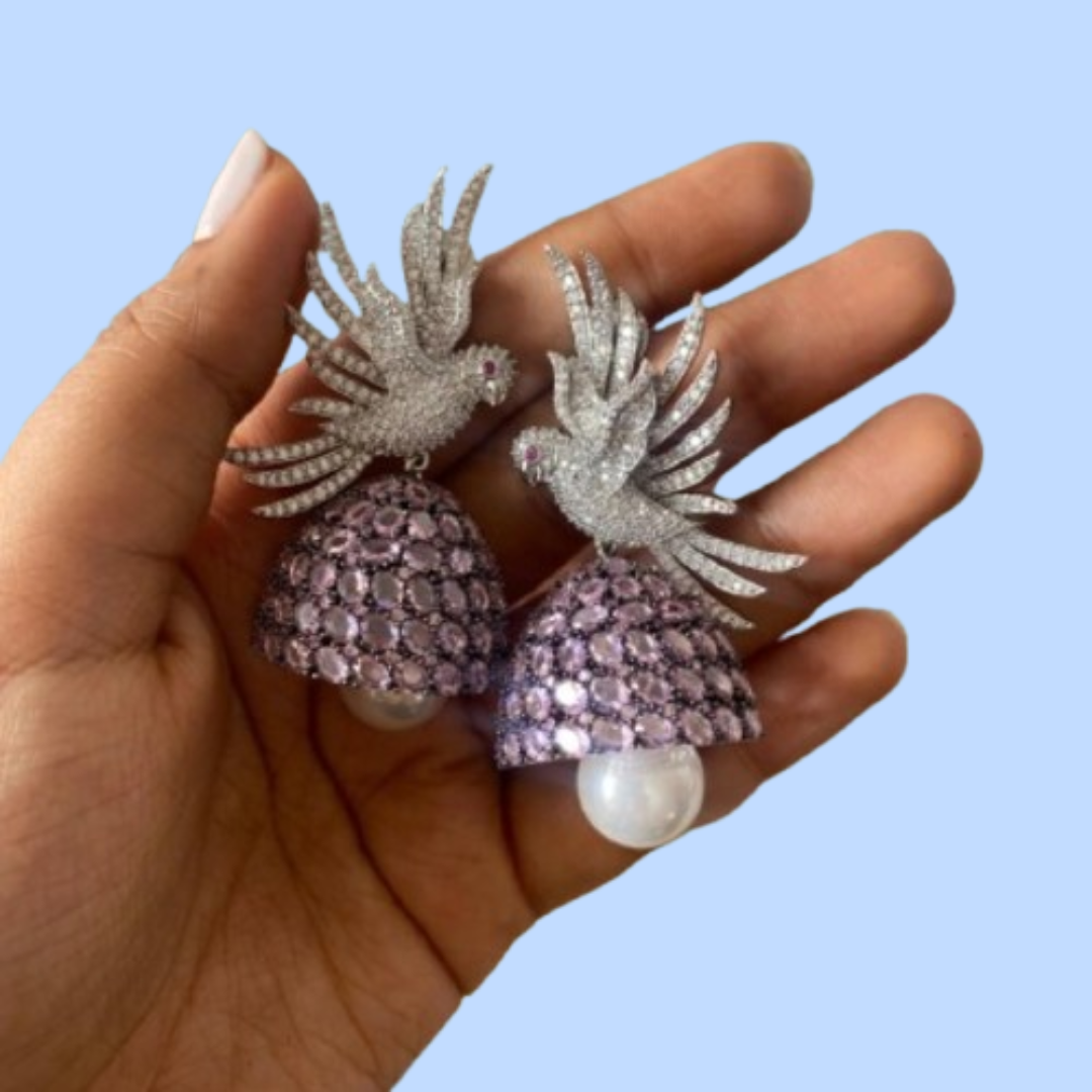 Flying Bird Designer Diamond Jhumka