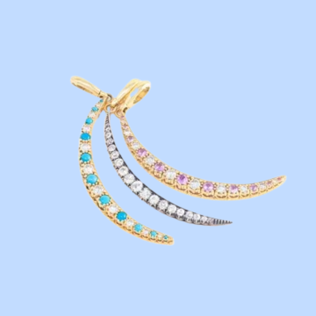 Multi Stone Crescent Charm