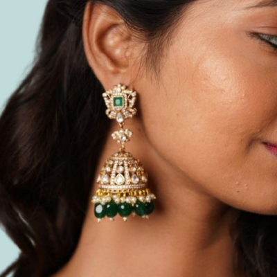 Meeta Polki Antique Gold Jhumkas