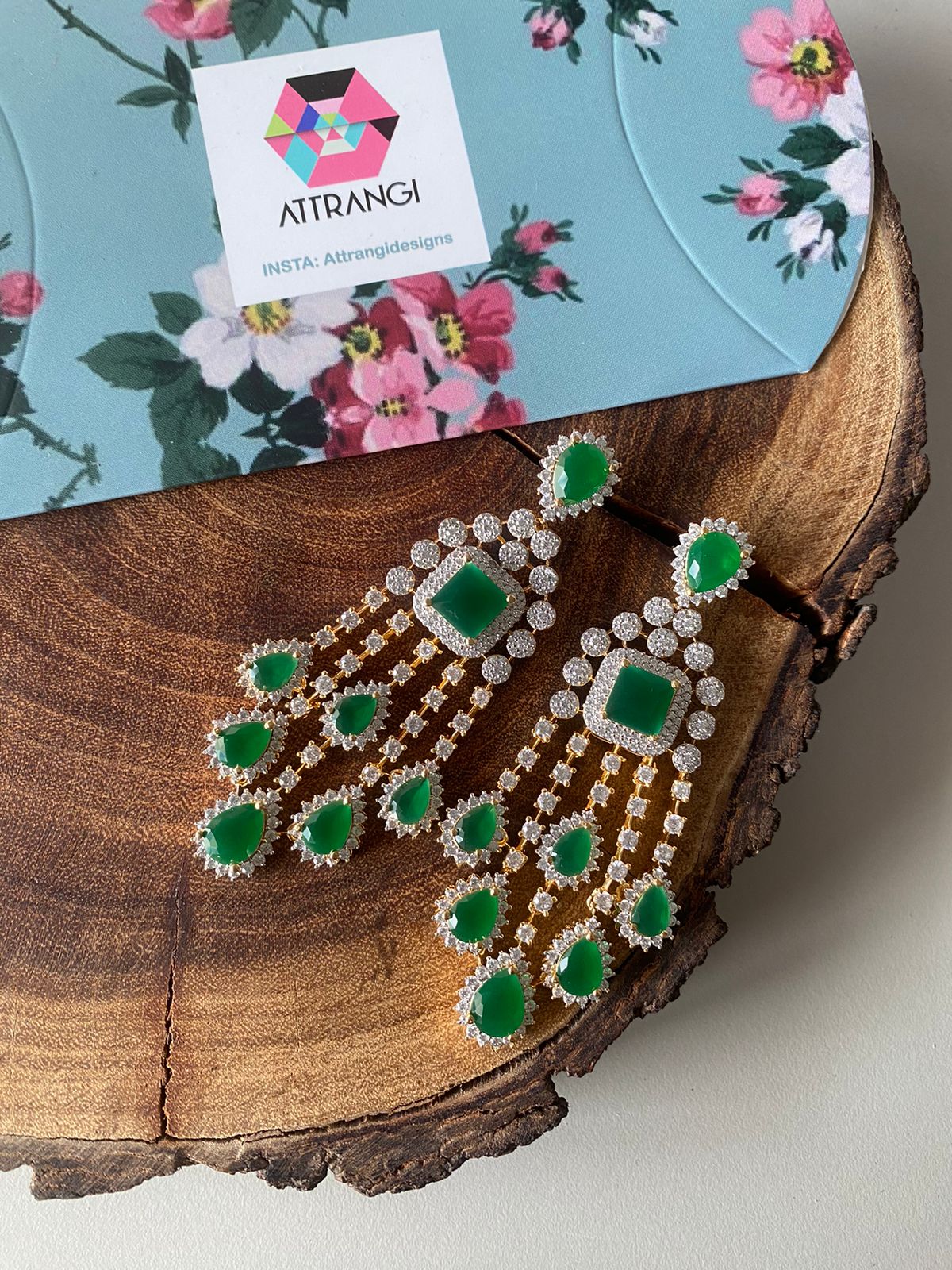 Hari Big Diamond Stiff Dangler Earrings | Gold Polish