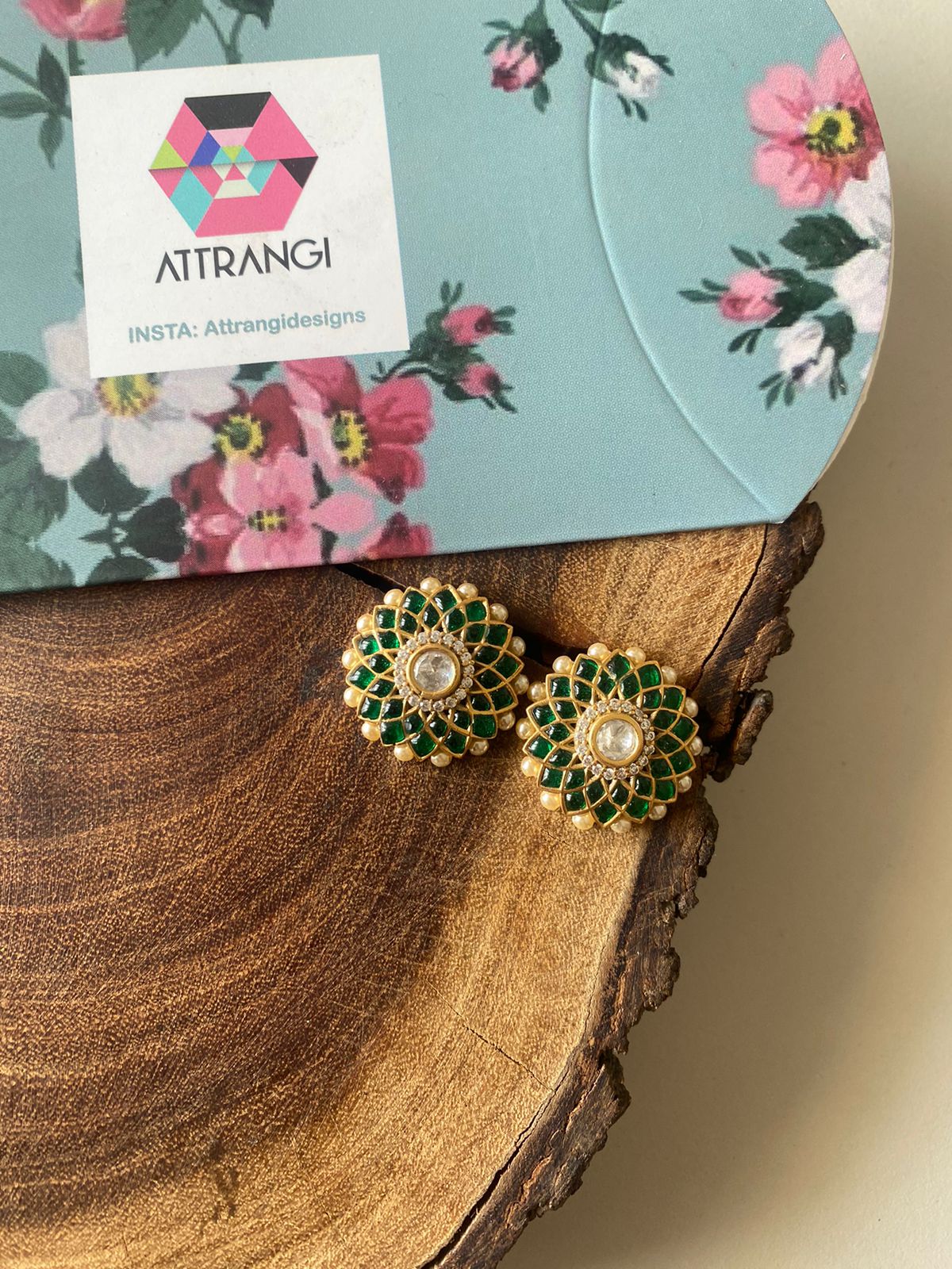 Talaf Polki Meenakari Indian Studs