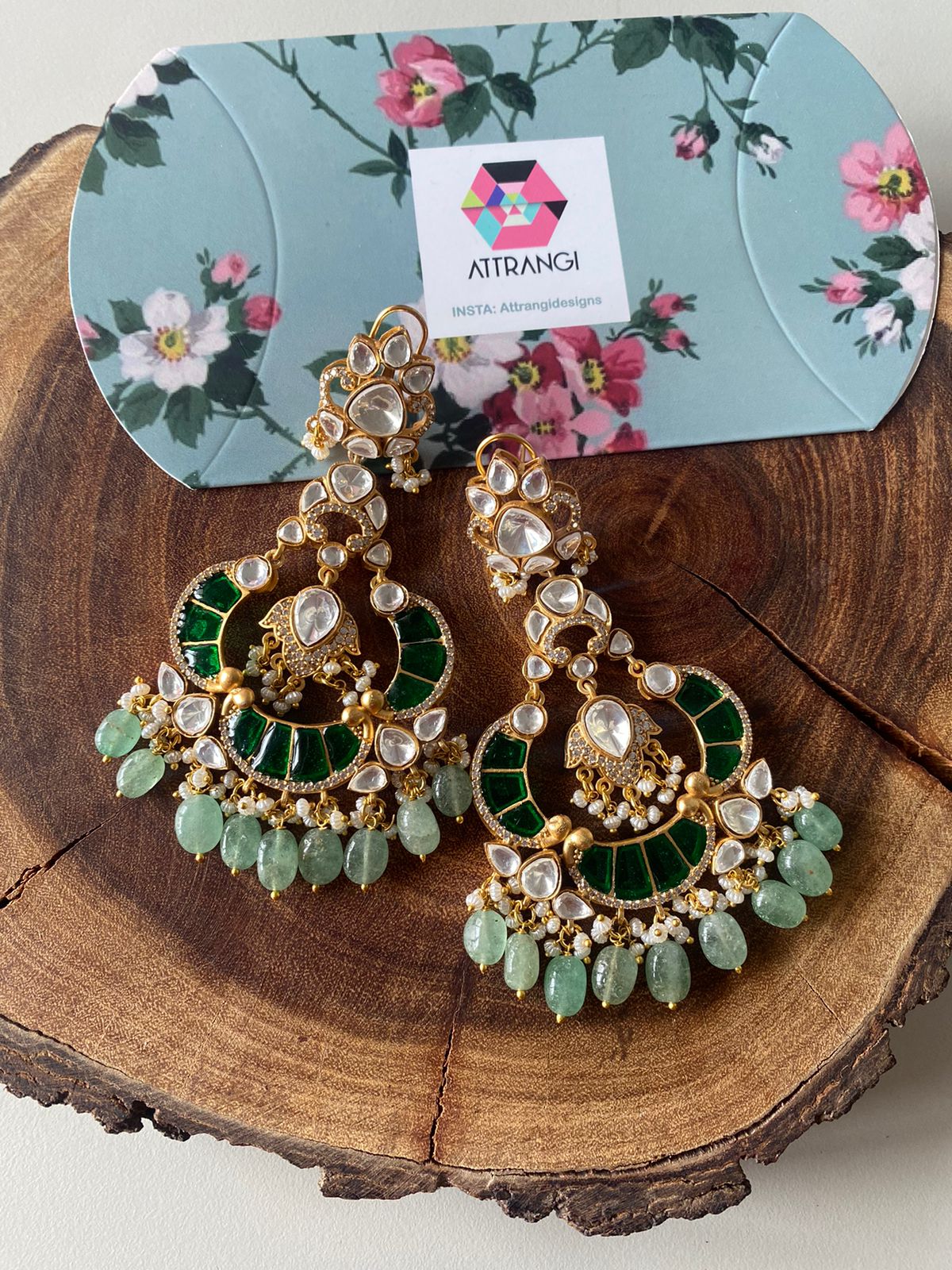 Swaroop Oversized Long Indian Polki Earrings
