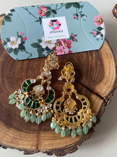 Swaroop Oversized Long Indian Polki Earrings