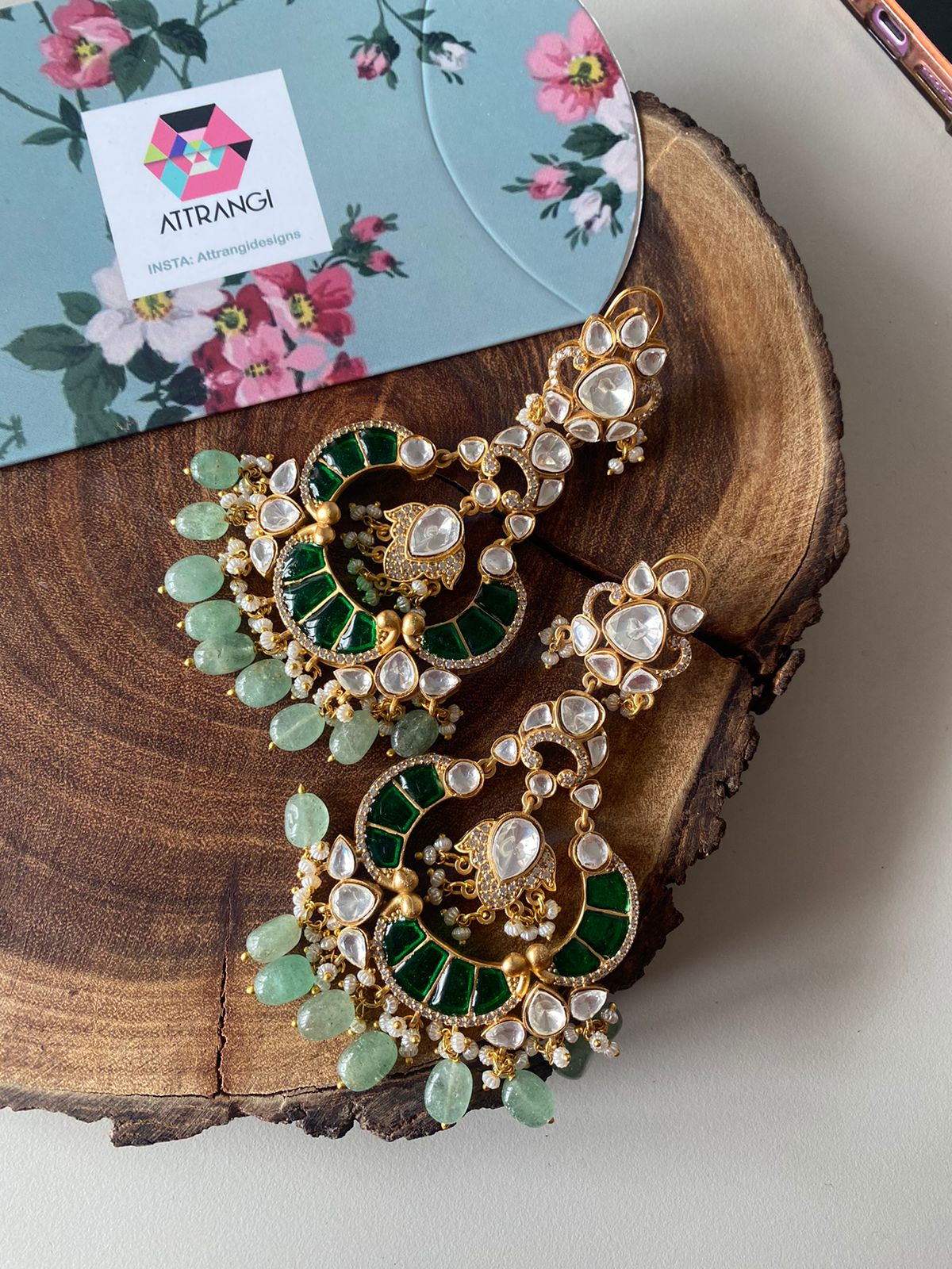 Swaroop Oversized Long Indian Polki Earrings