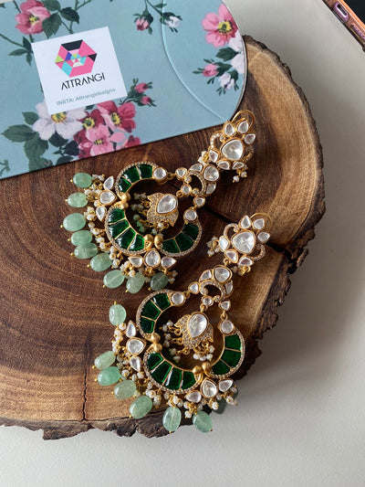 Swaroop Oversized Long Indian Polki Earrings