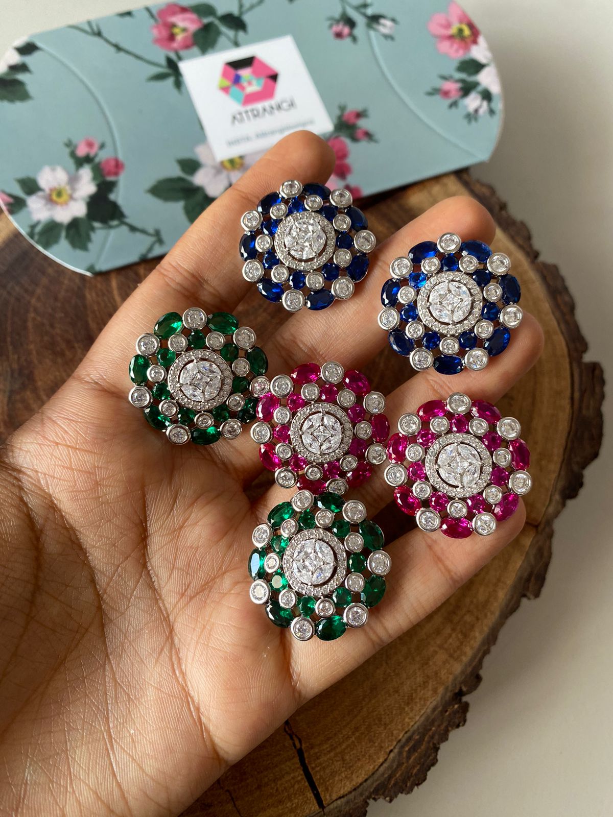 Globe Famous Diamond Coloured Stone Studs