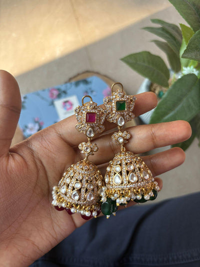 Meeta Polki Antique Gold Jhumkas