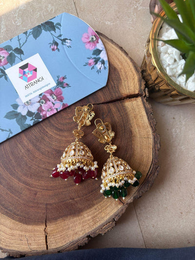 Meeta Polki Antique Gold Jhumkas