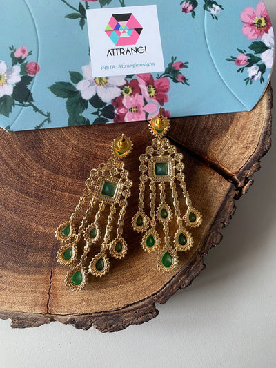 Hari Big Diamond Stiff Dangler Earrings | Gold Polish