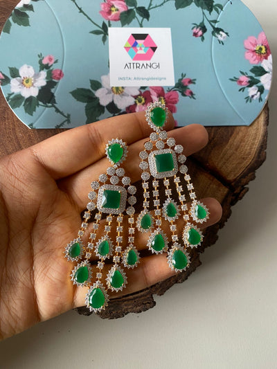 Hari Big Diamond Stiff Dangler Earrings | Gold Polish