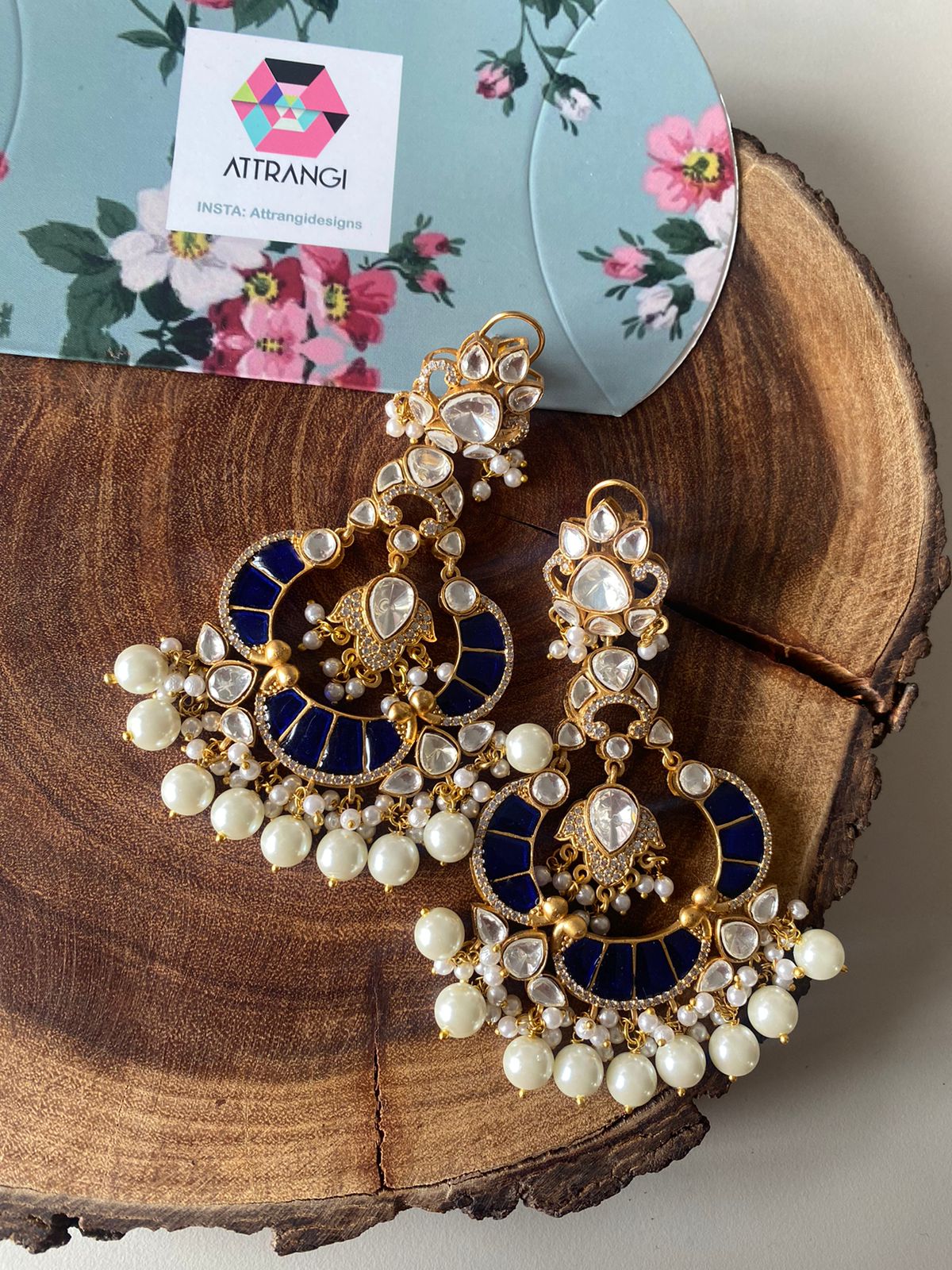 Swaroop Oversized Long Indian Polki Earrings