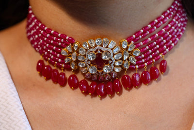 Designer Polki Diamond Pearl Necklace