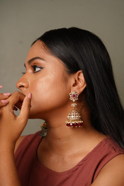 Meeta Polki Antique Gold Jhumkas