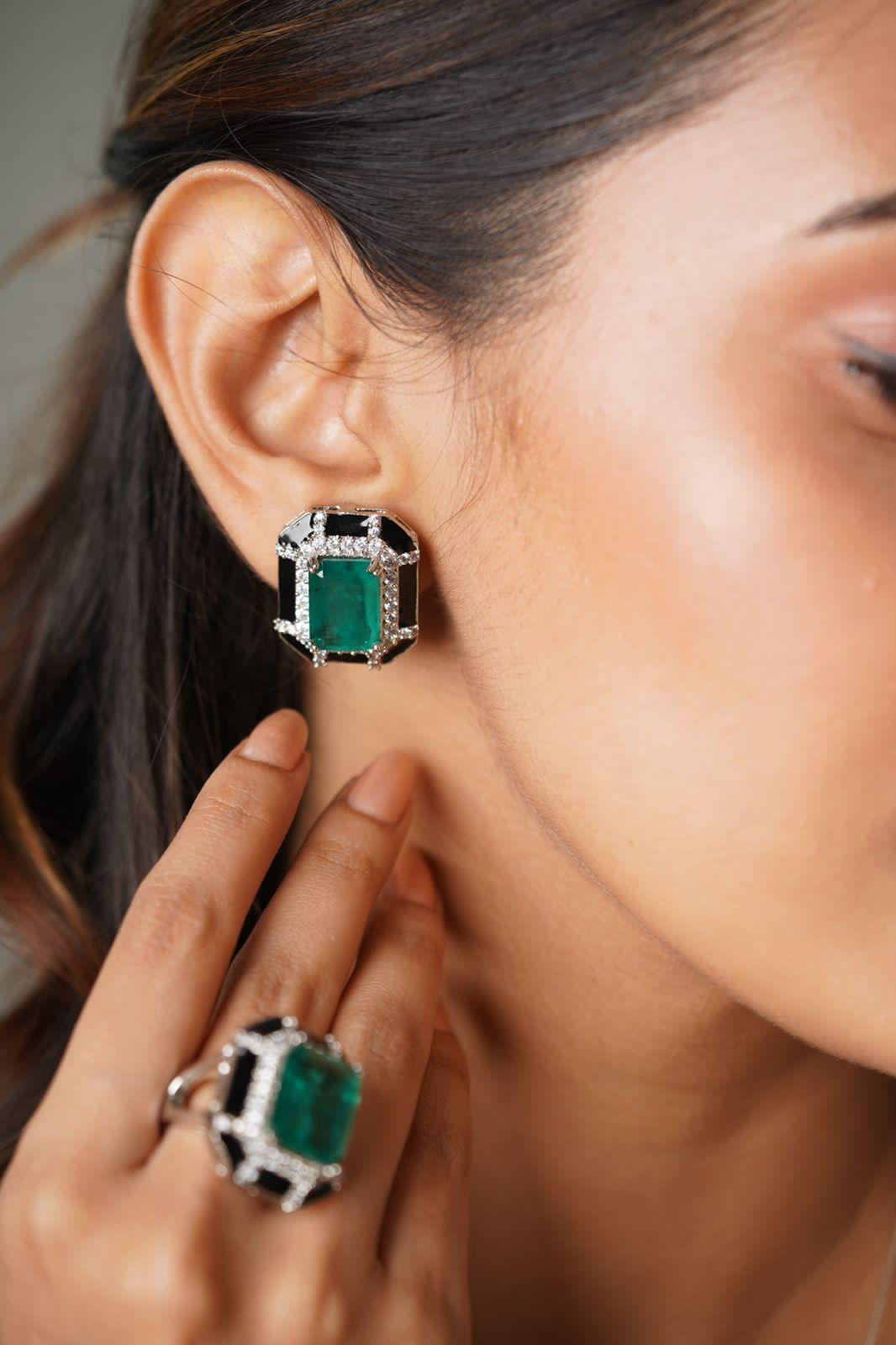 SuperNova Emerald Doublet Studs